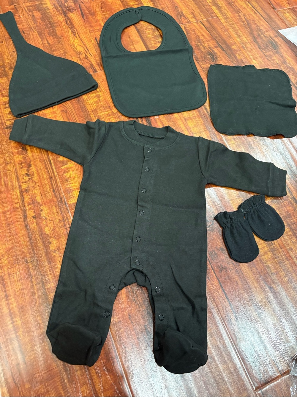 NEW Black Baby Onesie Footed Romper Set - Newborn